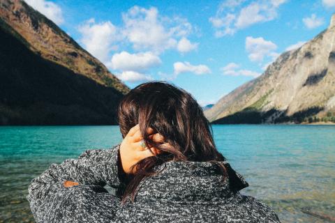 Woman overlooking Lake Louise